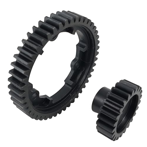 Hardened Steel 1.0 Mod Spur Gear with 23T Pinion for X-Maxx Maxx E-Revo (46T) | 1/5 Scale,1/7 XO-1,1/10 Maxx,E-Revo 2.0 VXL,Heavy Duty,Upgrade Parts,6449 Compatible,High Strength - style: 46T