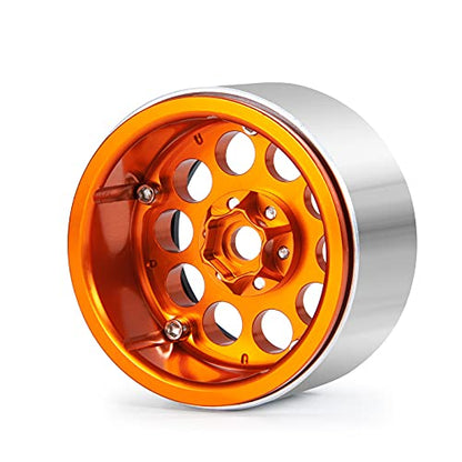 Aluminum 2.2" Beadlock Wheels Rims 35mm for 1/10 RC Crawler Truck Car SCX10,SCX10-II,TRX4,Wraith,4PCS (Orange) - color: Orange