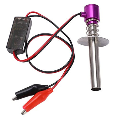 6-12V RC Car Igniter Kit with N4 Hot Glow Plug Gasket, RC Glow Plug Igniter for Methanol Engine, Electronic Glow Plug Starter for Aircraft Car Model, Compatible with HSP and Othe (Purple) - color: Purple