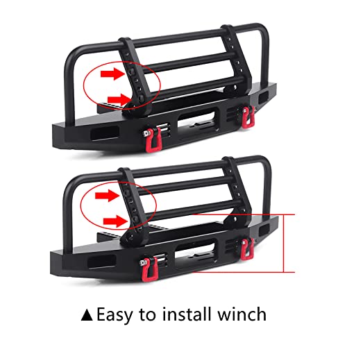 INJORA Adjustable Metal Front Bumper for 1/10 TRX4 SCX10 SCX10 II (Black) - color: Black