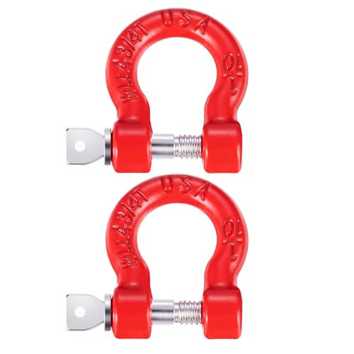 RCHUBAM Aluminum RC Climbing Trailer Tow Hook 2Pcs U-Shaped RC Rescue Tow Hook D Shackles Compatible with 1/10 Crawler Car Axial SCX10 TRX-4 Decoration Parts/Accessories, Red