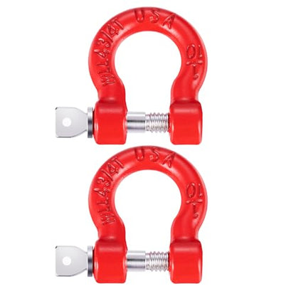 RCHUBAM Aluminum RC Climbing Trailer Tow Hook 2Pcs U-Shaped RC Rescue Tow Hook D Shackles Compatible with 1/10 Crawler Car Axial SCX10 TRX-4 Decoration Parts/Accessories, Red