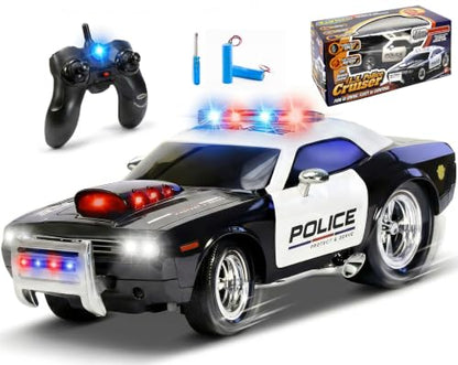 Rechargeable Remote Control Police Car, Lights & Siren, Kids 3-12 | Hobby RC Car, Birthday Gift Ideas for Boys & Girls Ages 3-12
