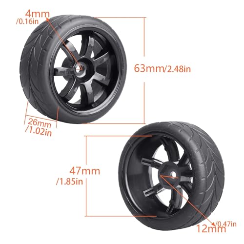 RC Wheel Tires Pre-Glued Tires and Wheels Set On Road RC for 1/10 Scale Racing Car Drift Touring | Dark Grey - color: Dark Grey