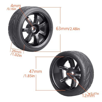 RC Wheel Tires Pre-Glued Tires and Wheels Set On Road RC for 1/10 Scale Racing Car Drift Touring | MULTI - color: Multi