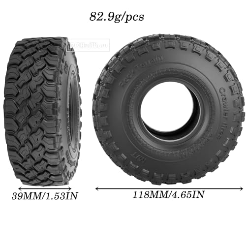 1.9 Inch RC Crawler Tires Skins Soft Rubber Off-Road Tyres for 1/10 TRX4 TRX6 SCX10 90046 AX103007 D90 Gen7 MST VS4-10,RCHuiWow High Grip Mud Terrain Tyres,StyleF - style: StyleF(4pcs)