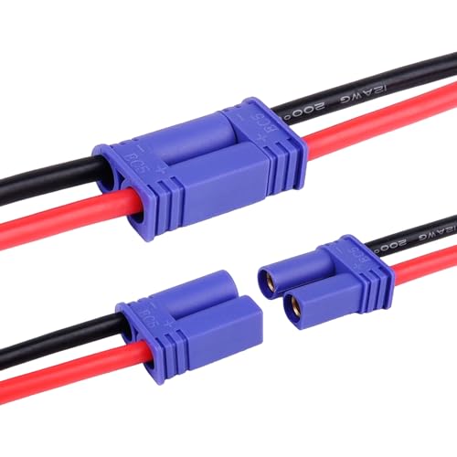 Hobbypark EC5 Plug Connector Male & Famale with 12AWG 12 Gauge Silicone w/Battery Straps for RC Lipo Battery Cable Drones Cars (4PCS)