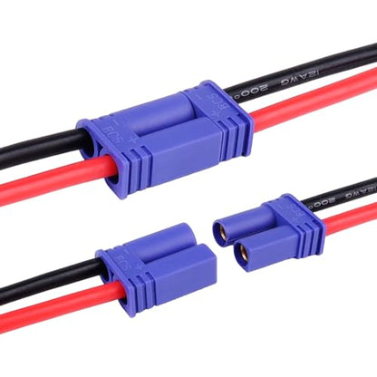 Hobbypark EC5 Plug Connector Male & Famale with 12AWG 12 Gauge Silicone w/Battery Straps for RC Lipo Battery Cable Drones Cars (4PCS)