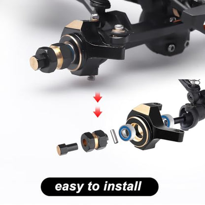 Hobbypark Brass Steering Knuckles Carriers and Brass Extended 7mm Wheel Hex Hubs Adapters for Axial SCX24 Upgrades Parts 1/24 RC Crawler Car (Black-Gold) - color: Black-gold