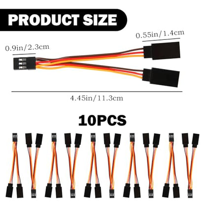 10Pcs Servo Extension Wire Cable Splitter, 1 Female to 2 Male Y Harness Cord, Connector Kit for JR/Futaba RC Cars Drones Boats Airplane, 11CM 26AWG Wire Extension
