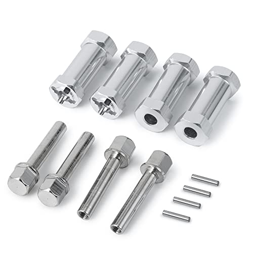 RC 12mm Wheel Hex Drive Hubs Combiner Coupler Aluminum 15mm/20mm/25mm/30mm Offset Extension Longer Combiner Drive Adapter for 1/10 Axial SCX10 Wraith RC Car Upgrade Parts (Silver - 30mm) - color: Silver - 30mm