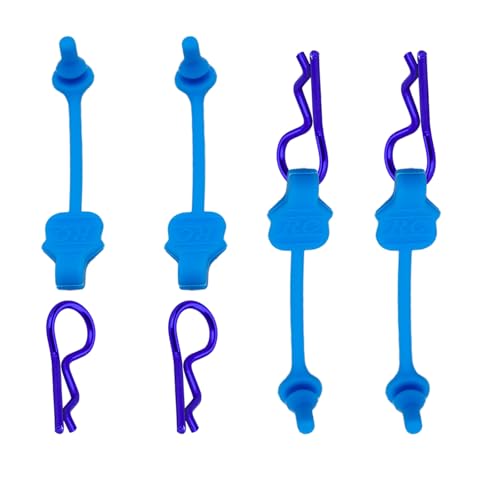 8PCS TGCWENG Universal RC Body Clips w/Pull Tabs Car Clips R Clips for All 1/10 1/12 Scale TRX4 Losi HPI Arrma Kyosho Himoto RC Car Truck Crawler Body Shell Upgrades (1.2mm Purple Clips+Blue Pull) - color: Blue Clips+Blue Pull