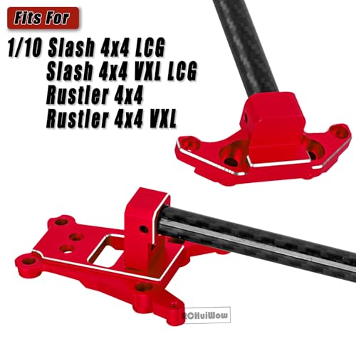 RC Chassis Brace Kit Upgrades Part for 1/10 Slash 4x4 LCG,Slash 4x4 LCG VXL,Rustler 4x4,Rustler 4x4 VXL,Alloy Aluminium w/Carbon Fibre Chassis Brace,Red - color: Red(1set)