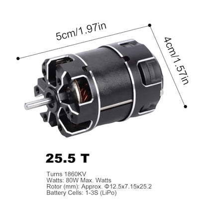 SUNGOOYUE Brushless Motor, 1/10 Scale CNC Aluminum Sensorless RC Racing Motor with Adjustable Advance Angle for RC Cars Trucks and Buggies (25.5T)