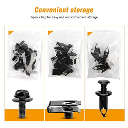 GOOACC GRC-70 35PCS Engine Under Cover Splash Shield Guard Body Bolts Bumper Fender Liner Push Retainer Fastener Rivet Clips , black - color: 35PCS Extruded U-nuts