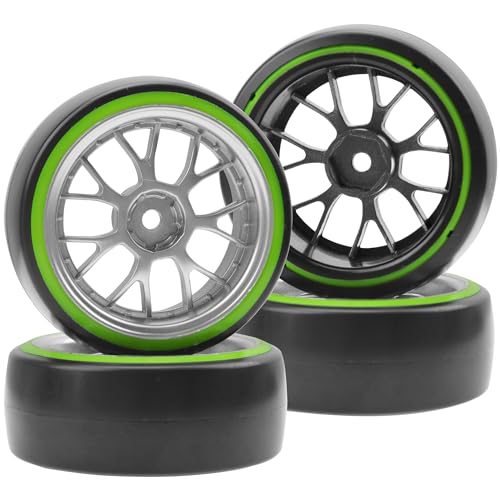 Hard Plastic Wheel Rims & Plastic Tires 12mm Hex Y-Shape Compatible with Traxxas HSP Tamiya Kyosho Himoto WLtoys Redcat 1/10 RC Drift Car