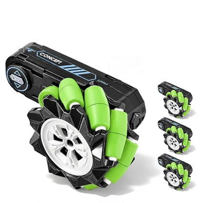 Green RC Stunt Car Wheel Replacement Set of 4, Durable Spare Tire Kit for Kids Remote Control Toy Vehicle, Easy-Install Repair Parts for RC Car Accessories - color: Green & Replacement Wheels
