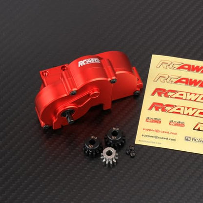 RCAWD Metal Center Gearbox & V2 Diff Assembly 1/10 LOSI Baja Rey RED | Eliminates center chassis flex. V2 diff upgrades handle massive off-road impacts, ensuring smooth continuous 4WD traction.