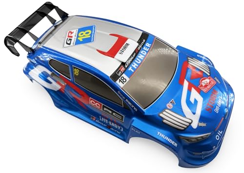 1/10 Scale RC Drift Racing Touring On Road Car Painted Body Shell, Spoiler Included, Pre-Cut, 258mm Wheelbase (Toyota GR Yaris Rally Style - Blue) - color: Toyota Gr Yaris Rally Style - Blue