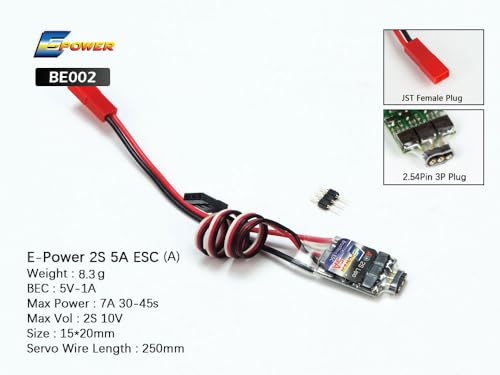 Brushless ESC 5A/1S ; 5A/2S ; 10A 20A 30A 40A Electric Speed Controller for RC Airplane Model Plane Spare Parts (5A 2S * 1pcs)