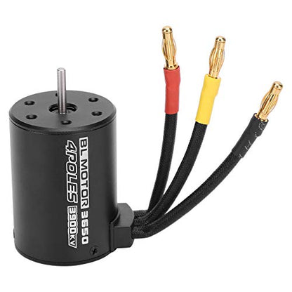 SUNGOOYUE Brushless Motor Sensorless Motor, 3650 3900KV RC Car with 4 Pole 12 Slot Design, 3.175mm Shaft, 900W for 1 8 1 10 RC Car Truck ((3650 3900kv brushless))