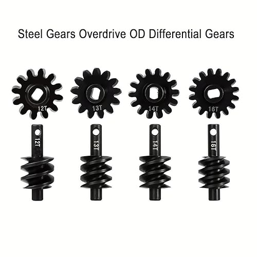 2pcs Steel Axle Differentials Gear 13T/2T Front and Rear Overdrive Differential Worm Gear for Axial SCX24 1/24 RC Crawler Truck Car Upgrades Parts Accessories (2T-12T) - color: 2t-12t