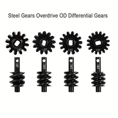 2pcs Steel Axle Differentials Gear 13T/2T Front and Rear Overdrive Differential Worm Gear for Axial SCX24 1/24 RC Crawler Truck Car Upgrades Parts Accessories (2T-12T) - color: 2t-12t