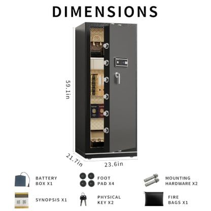 FABAO Wifi Smart Home Safe,17.5 Cuft Extra Large Fireproof safe Box,Heavy Duty Digital Security Safe with Built-In Drawer and Removable Shelves,Anti-theft Document Safes for Money Jewelry Valuables - size: 17.5 Cubic Feet