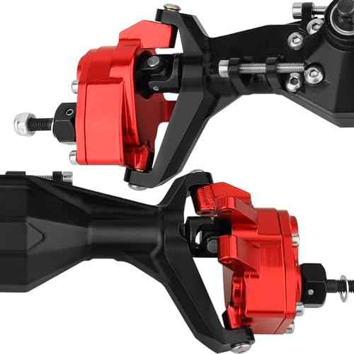 Full CNC Machined F9 Offset Portal Front Rear Axle with Adjustable Link Mount for 1/10 RC Crawler Capra Gmade R1 Rock Buggy LCG Cheater Rigs 1.9 UTB Shafty (red) - color: Red