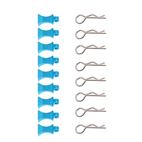 8PCS Car Body Clips Pins, Body Shell Clip Pin, Metal Body Clips Pins with Pull Tabs Compatible With 1/8 1/10 1/12 Traxxas Axial Redcat Arrma Losi Tamiya HPI HSP SCX10 TRX4 SCX10 RC Car(Blue)
