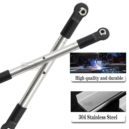 RC Stainless Steel Adjustable Turnbuckles Upgrades Part for 1/10 WideMaxx (#89086-4),45# Steel Adjustable Turnbuckles Camber Links Toe Link,Silver