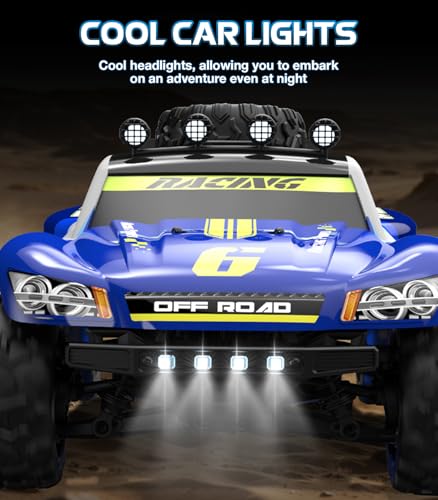 1/18 Fast RC Car for Adults, 4WD Electric Off-Road RC Moster Truck, 30KM/H High Speed RC Car W/ 2 Batteries for Hobby RTR Gifts - color: Kf19-blue