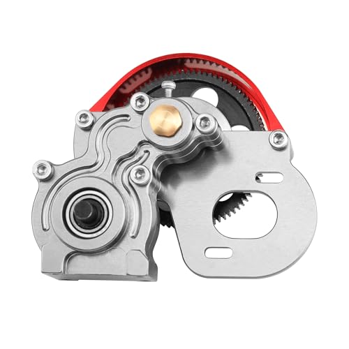Aluminum Complete Transmission Gearbox for 1/10 Axia SCX10, SCX10 II 90046 90047 RC Crawler Upgrade (red-Gray) - color: Red-gray
