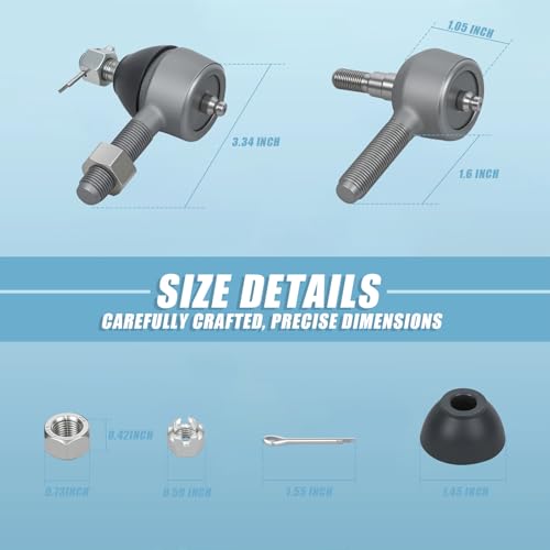 Club Car Ds Parts Tie Rod End, 3PCS Ball Joint Kit Golf Cart Accessories On Driver and Passenger Side Fits 1976-2008 Club Car Ds Gas & Electric OEM Part # 7539 7540