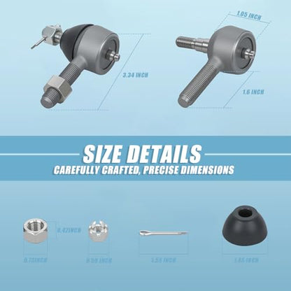 Club Car Ds Parts Tie Rod End, 3PCS Ball Joint Kit Golf Cart Accessories On Driver and Passenger Side Fits 1976-2008 Club Car Ds Gas & Electric OEM Part # 7539 7540