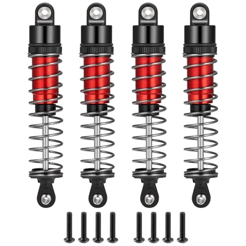 SCX10 TRX4 90MM Shocks Long Threaded Shock Absorber Oil Damper Set | Adjustable Suspension Shock Absorber Damper Kit with Spring for TRX4 TRX6 Axial SCX10 D90 90046 1/10 RC Car (Red-90MM) - color: Red-90MM