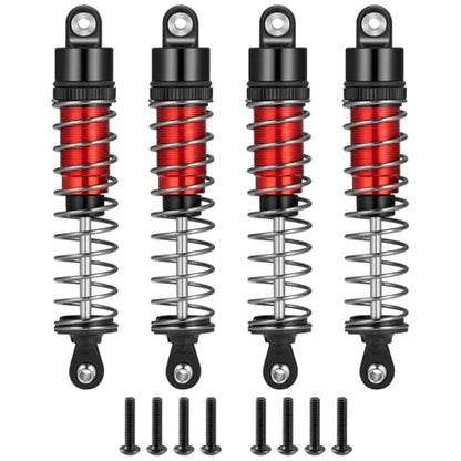 SCX10 TRX4 90MM Shocks Long Threaded Shock Absorber Oil Damper Set | Adjustable Suspension Shock Absorber Damper Kit with Spring for TRX4 TRX6 Axial SCX10 D90 90046 1/10 RC Car (Red-90MM) - color: Red-90MM
