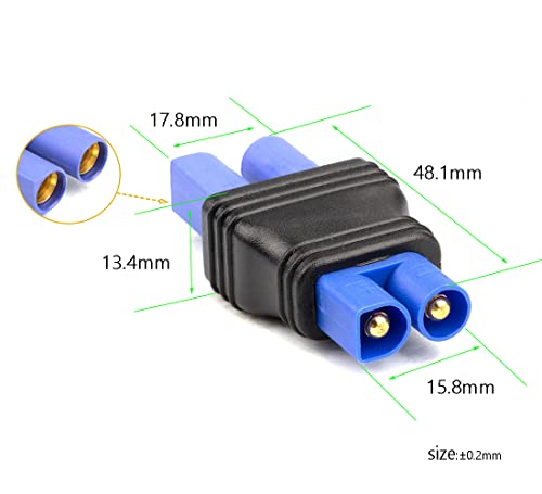 2 Pcs Ec3 Male Plug to Ec5 Female Connector Plug Adapter | for RC Lipo Battery Ec3 Plug to Ec5 Connection(2 Pack Ec3-Ec5) - style: EC3 male - EC5 female