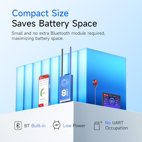 DALY Smart BMS 12V-24V 60A Built-in 1A Active Balancer | Bluetooth App Monitoring. 4S-8S LiFePO4 Li-ion LTO Support. Designed for Energy Storage, RVs, Trolling Motors - style: 60A 4-8S BT