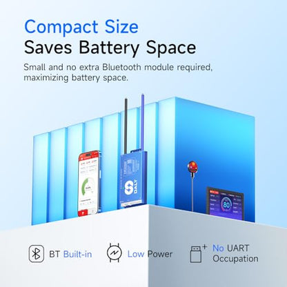 DALY Smart BMS 12V-24V 60A Built-in 1A Active Balancer | Bluetooth App Monitoring. 4S-8S LiFePO4 Li-ion LTO Support. Designed for Energy Storage, RVs, Trolling Motors - style: 60A 4-8S BT