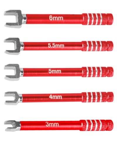 RC 3MM 4MM 5MM 5.5MM 6MM Turnbuckle Wrench Upgrades for Upgrades RC Car,Medium Carbon Steel Turnbuckle Nut Ball Joint Remover RC Repair Tool,5pcs,Red - color: Red(1set)