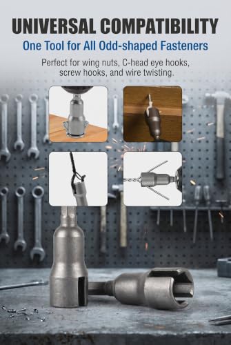 2 PCS Wing Nut Driver, 1/4" Hex Shank Slotted Wing Nut Socket, CR-V Steel Wing Nut Driver Bit, Power Tool Accessory for C Hooks and Eye Bolt, Universal for Most Cars (Silver)