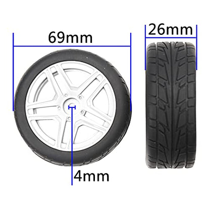 OD2.75'' 12mm Hex Hub Wheel Rims Nylon & Rubber Tires Compatible with HSP Tamiya HPI Kyosho Traxxas WLtoys 1/10 1/12 On-Road Touring Car,Wltoys 144001 Traxxas 1/16 Slash RC Buggy (White) - color: White