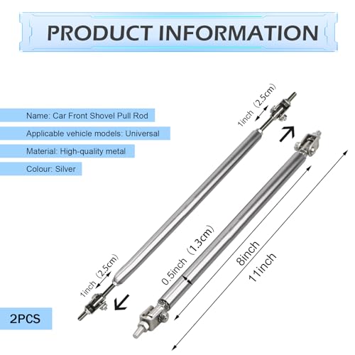 2 PCS Car Bumper Splitter Strut Rods, Adjustable 7.87" - 9.84" Automotive Splitter Strut Rods, Aluminum Alloy Bumper Lip Reinforcement Accessories, Universal for Most Cars (Silver) - color: Silver