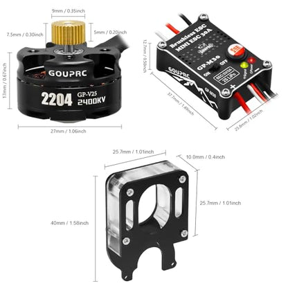 GOUPRC Upgarde 30A Brushless Esc & 2204 2400KV Brushless Outrunner Motor with Transmission for SCX24 RC Crawler Axial 1/24 RC Car Truck Black - style: 30A ESC & Clean Transmission Motor