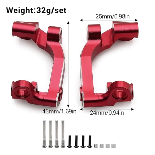 7075 Aluminum C-Hubs for Traxxas 1/16 Mini Maxx & Mini Slash 4X4 Replace 10732 High Strength Lightweight Steering Knuckle Red - color: Red