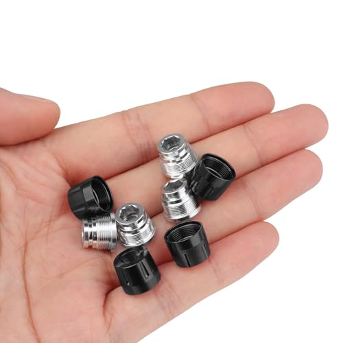 HobbyPark 1.9/2.2 Beadlock Wheel Nuts Locknuts – Aluminum Locking Nuts for 1/10 RC Crawler Car, Fits for TRX4 SCX10 SCX10 II III AXI Capra Redcat Gen8 Gen7 RC4WD & More (Black) - color: Black