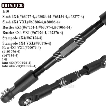 RC Aluminum Turnbuckles Camber Links Upgrades Part for 1/10 Slash/Rustler/Stampede/Hoss,1/8 Jato 4X4 4WD VXL,Turnbuckles Camber Links Hops Up,Black (#9027#9028#9029) - color: Black-(for 1/10）