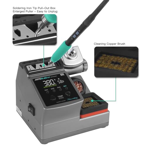 A9PRO Soldering Station 120W Handle Control Temperature 212°F-842°F Solder Station Soldering Iron with C210 Handle and 3 Soldering Tips