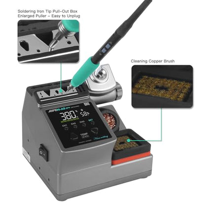 A9PRO Soldering Station 120W Handle Control Temperature 212°F-842°F Solder Station Soldering Iron with C210 Handle and 3 Soldering Tips